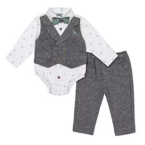 Little Lad Baby Boy Gray Vest Outfit with Bow Tie in Size 3-6 Months